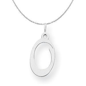 Silver, Sophia Collection, Small Script Initial O Necklace - 16 In